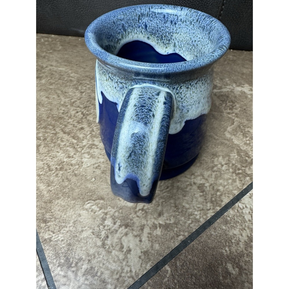 RARE 2012 Buc-ees Beaver Logo Blue Drip Glaze Mug Deneen Hand Thrown Pottery - Picture 4 of 5
